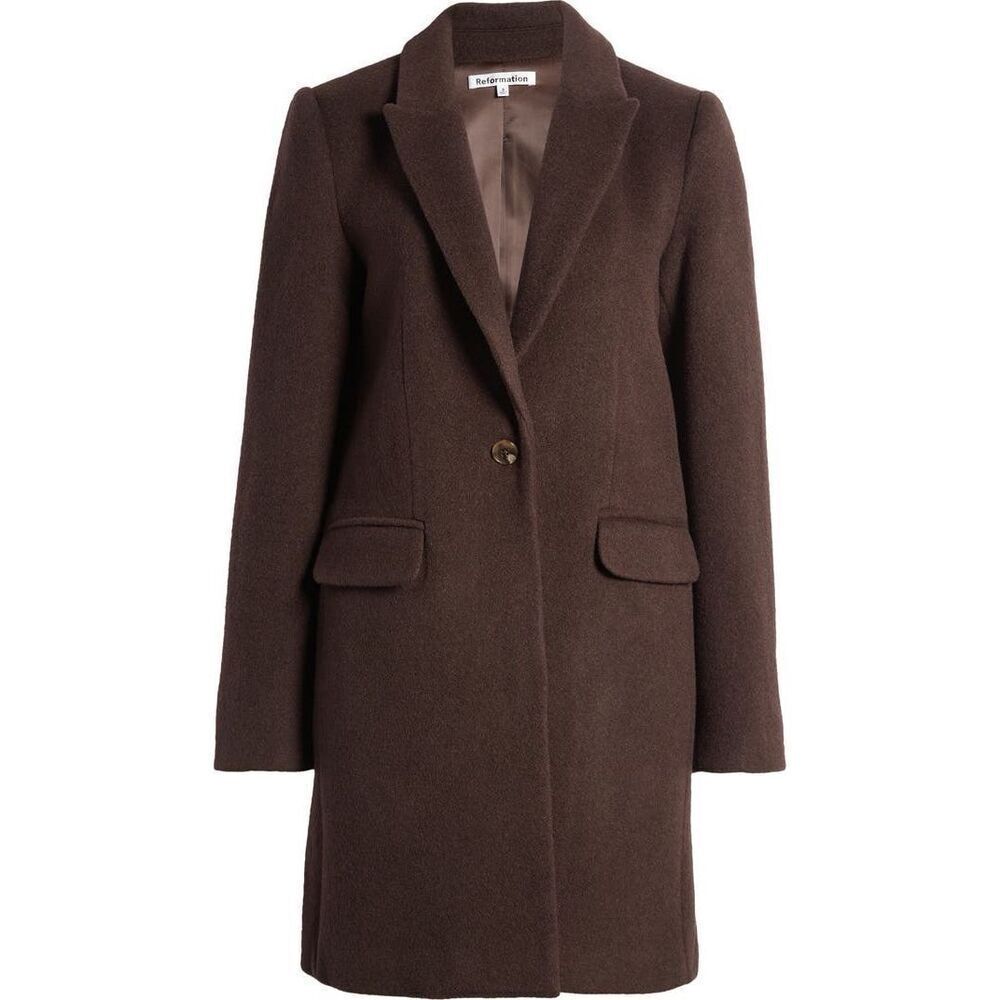 Reformation Whitmore Wool Blend Coat Size M Brown